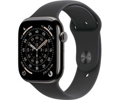 Apple Watch Series 11 GPS + Cellular 46mm Slate Titanium Case with Black Sport Band - M/L - MFD24ET/A