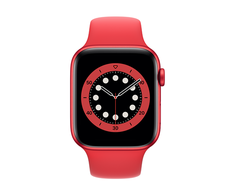 Išmanusis laikrodis Apple Watch Series 6, GPS, 44mm Raudonos spalvos aliuminio korpusas su raudonu sportiniu dirželiu