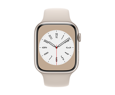 Išmanusis laikrodis Apple Watch Series 8 GPS, 45 mm, "Starlight" spalvos aliuminio korpusas su "Starlight" spalvos sportiniu dirželiu