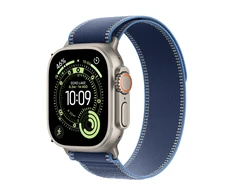 Apple Watch Ultra 3 GPS + Cellular 49mm Natural Titanium Case with Blue/Bright Blue Trail Loop - S/M - MEWR4ET/A