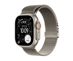 Apple Watch Ultra 3 GPS + Cellular 49mm Natural Titanium Case with Natural Titanium Milanese Loop - Medium - MEWY4ET/A