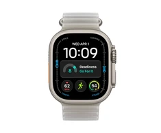 Apple Watch Ultra 4 GPS + Cellular 49mm Natural Titanium Case with Translucent Grey Ocean Band - MJAD4ET/A
