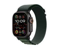 Apple Watch Ultra 2 GPS + Cellular 49mm Black Titanium Case with Dark Green Alpine Loop - Medium MX4R3EL/A