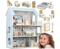 Didelis medinis lėlių namelis, 3 aukštų, Ricokids RK-878