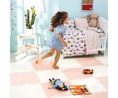 Didelis putplasčio kilimėlis, dėlionė Ricokids 120x120cm 4 vnt. persikų ir baltos spalvos