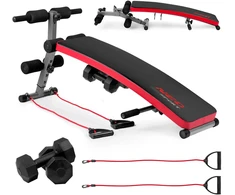 Nuožulnus mankštos suoliukas su espanderiais ir hanteliais Neo-Sport NS-211
