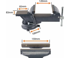 Powermat Santechniko spaustuvai 150 mm sukiojami su priekalu 360 PM-IS-150T