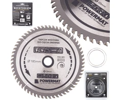 Powermat Deimantinė diskinė plokštė medienai 185x20 60Z TDD-185x20x60Z