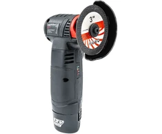 Red Technic Belaidis mini kampinis šlifuoklis, 12V bešepetėlinis, 76mm diskas, su 7 diskais metalui, betonui, medienai, poliravimui