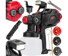 Red Technic Elektrinis dažų purkštuvas, HVLP technologija, automobiliams, medienos apdirbimui, DIY projektams, 650W, 1.2L bakas, su 3 antgaliais