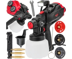 Red Technic Elektrinis dažų purkštuvas, HVLP technologija, automobiliams, medienos apdirbimui, DIY projektams, 650W, 1.2L bakas, su 3 antgaliais