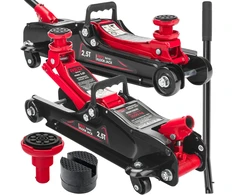 Red Technic Automobilinis domkratas, varlės tipo, 2500 kg talpa, su 30 mm prailginimu, žemo profilio hidraulinis domkratas garažui ir dirbtuvėms, sunkiasvorių transporto priemonių kėlimas