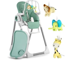 Ricokids Maitinimo kėdutė su staliuku, žalia „Belo“ šokdynė + apsauginis lankelis
