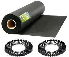 Sodo agrotekstilė 1 m x 75 m + 50 „Plonos“ kaiščių - juoda