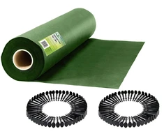 Sodo agrotekstilė 1,6 m x 50 m + 100 „Plonos“ kaiščių - žalia