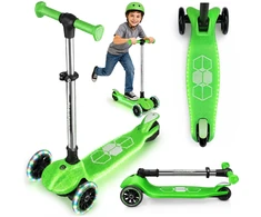 Ricokids Jelly vaikiškas žalias triračio balansinis paspirtukas su šviesomis tamsoje