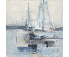 Aliejinė tapyba 100x100 cm, burlaiviai jūroje