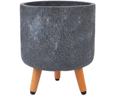 Home4You Gėlių vazonas EDEN D27xH22cm su kojelėmis, tamsiai pilkas