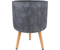 Home4You Gėlių vazonas EDEN D37xH30cm su kojelėmis, tamsiai pilka