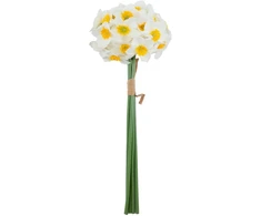 Dirbtinė gėlė „FLOWERLY“, 40 cm, 6 vnt. narcizų puokštė, balta