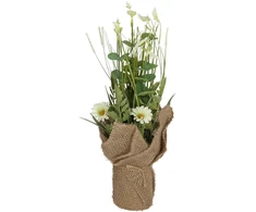 Home4You Dirbtinė gėlė GARDEN H35cm, baltas margainis, žolė su vazonu