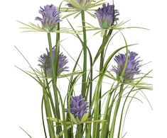 Dirbtinė gėlė GARDEN H70cm, violetinė chrizantema, žolė su vazonu