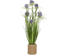 Home4You Dirbtinė gėlė GARDEN H70cm, violetinė chrizantema, žolė su vazonu