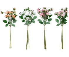 Home4You Dirbtinės gėlės „FLOWERLY“, 4 vnt. „Krūminių rožių“ puokštė, įvairių spalvų