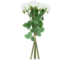 Home4You Dirbtinės gėlės „FLOWERLY“ – 8 rožių puokštė, baltos