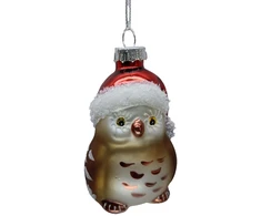 Kalėdinis papuošalas JOY OWL 8cm, stiklas