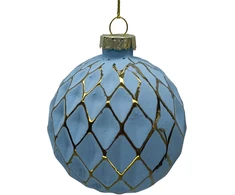 Kalėdinis žaisliukas JOY XMAS Mėlynas D8cm, stiklinis