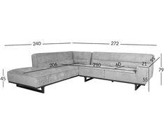 Kampinė sofa HASSO LC, pilka