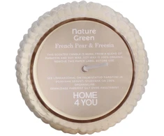 Home4You Kvapnioji žvakė stiklinėje NATURE Žalias H13,5cm, "French Pear &amp; Freesia