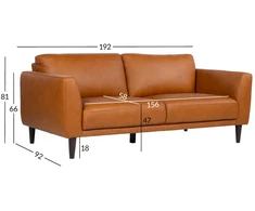 Lova 3-vietė sofa „HAVANNA“, konjako rudos spalvos