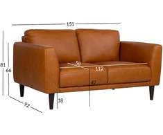 Lova Dvivietė sofa „HAVANNA“, konjako rudos spalvos