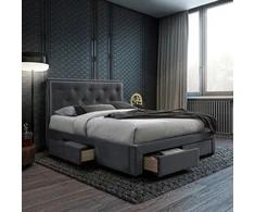 Lova GLOSSY 160x200cm, su čiužiniu HARMONY DUO, pilka