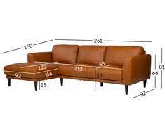 Lova Kampinė sofa „HAVANNA LC“, konjako rudos spalvos