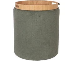 Fotelis Otomanas / stalas HIRO D39xH44cm, žalios spalvos, su dėže ir dėže