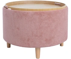 Otomanas / stalas HIRO D56xH42,5 cm, rožinės spalvos, su dėže ir dėže
