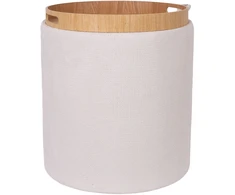 Pufas/staliukas HIRO, D39xA44cm, baltas, su daiktadėže ir padėklu