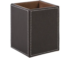 Home4You Rašiklių dėžutė WALTER 9x9xH11,5cm ruda dirbtine oda