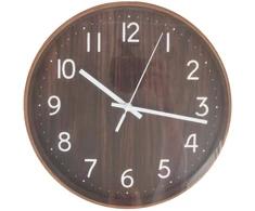 Sieninis laikrodis WOODY D30cm, tamsaus medžio tekstūra