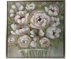 Sienų meno kūrinys WALLY 60x60cm, baltos gėlės