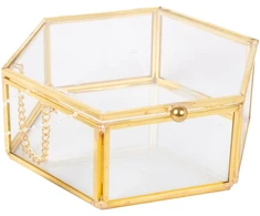 Stiklinė dėžutė BERYL 15x9xH5cm, aukso spalvos