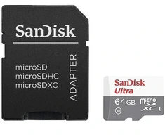 SD MicroSD atminties kortelė 64GB SanDisk Ultra Class 10 su adapteriu