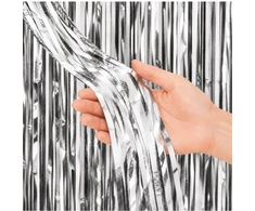 Dekoratyvinė užuolaida lietutis, sidabrinė spalva, 100x200cm