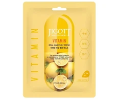 Jigott Vitamin Real Ampoule Mask - lakštinė veido kaukė su vitaminų kompleksu, 27 ml