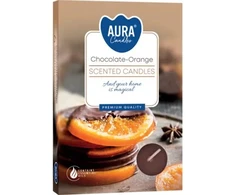 Aura Oranžinis Plauk.žvakutės 6vnt Chocolate-Oranžinis