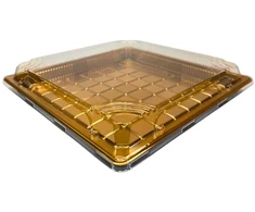 Plastikinis indelis su dangteliu 1vnt užkandžiams 25,5 x 25,5 x 4,5 cm