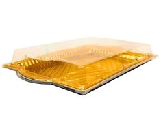 Plastikinis padėklas su dangčiu 1vnt užkandžiams, 33,5 x 21,5 x 6 cm